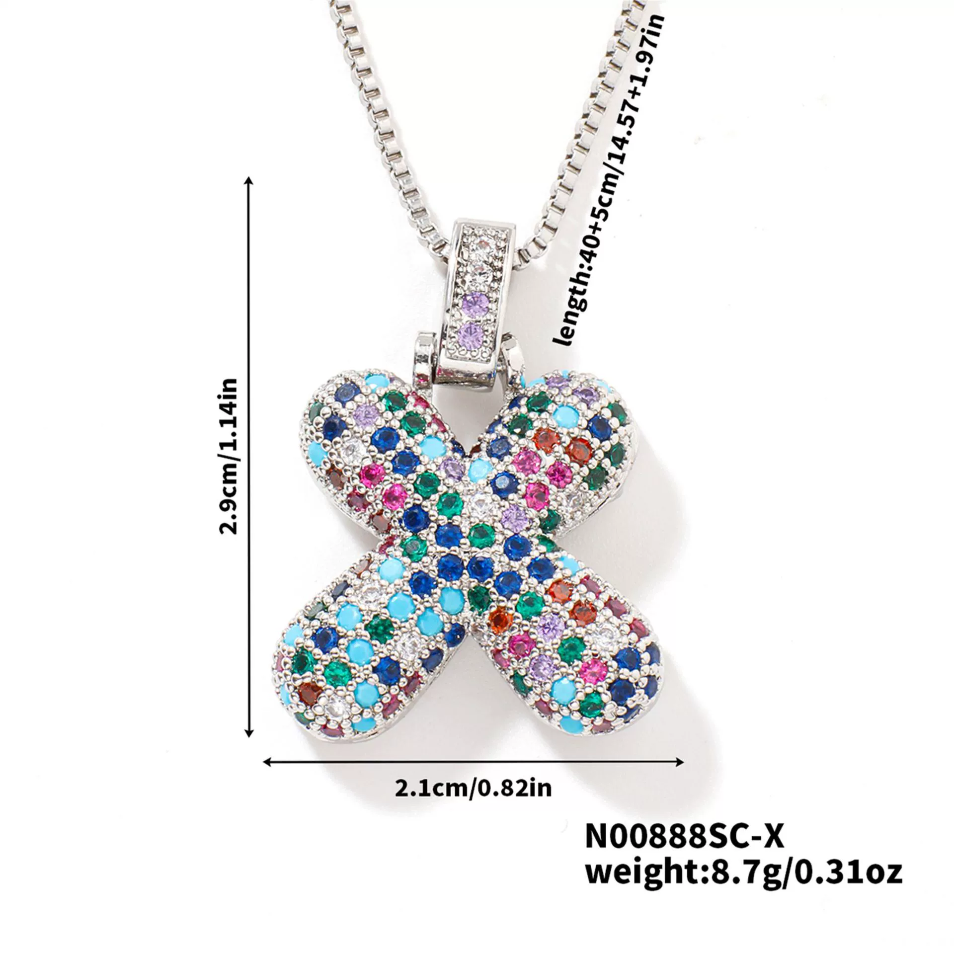 Pendant Clavicle Chain Copper Inlaid Zircon Hip Hop Style With Letter Pattern Electroplated - Image 55