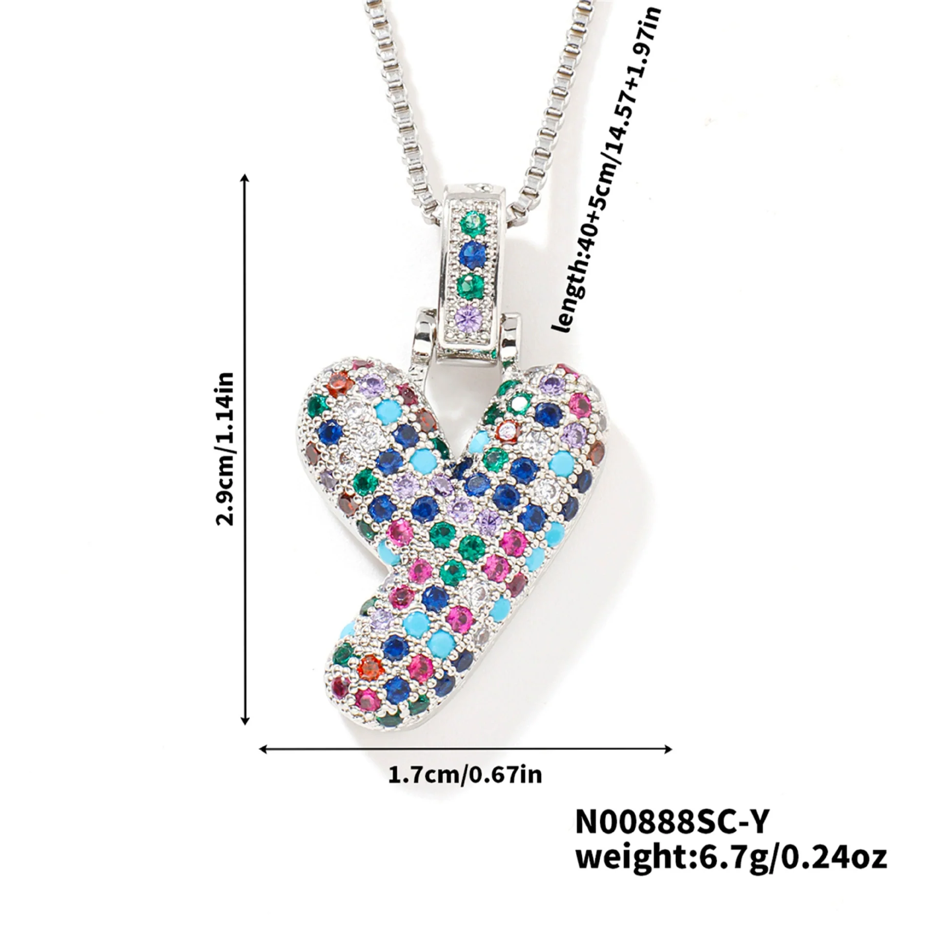 Pendant Clavicle Chain Copper Inlaid Zircon Hip Hop Style With Letter Pattern Electroplated - Image 56