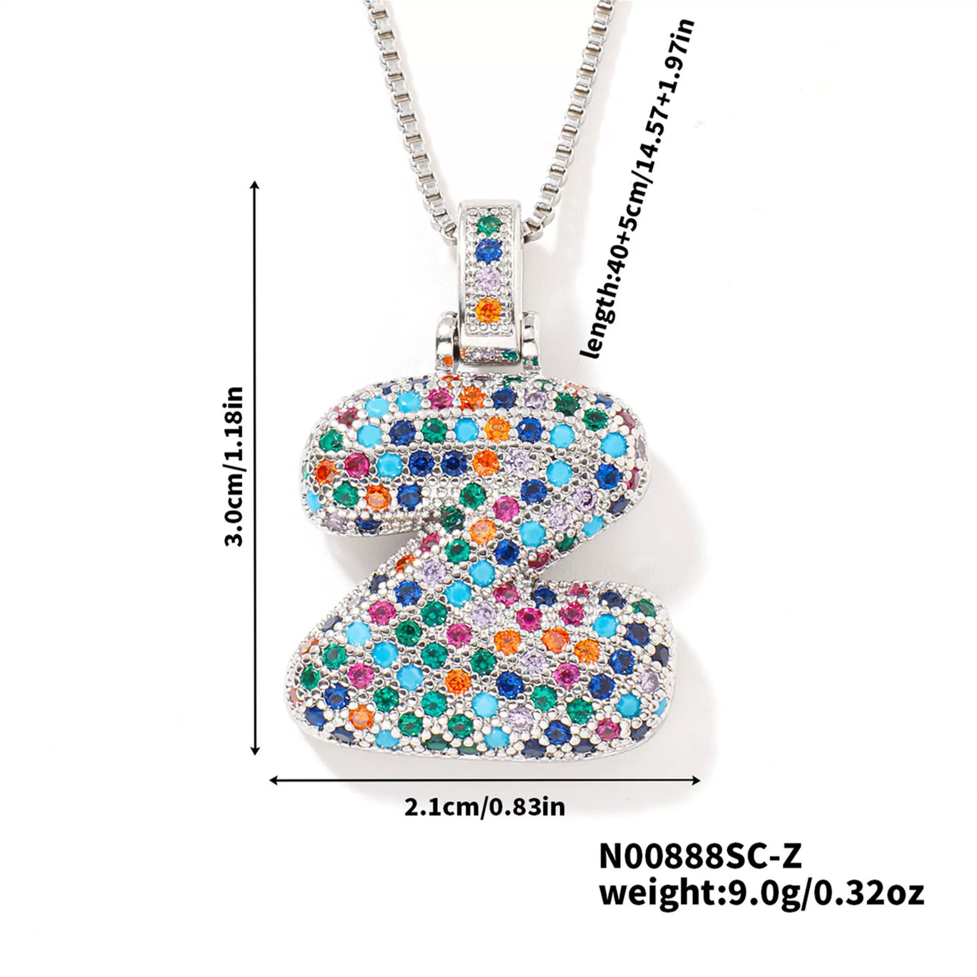 Pendant Clavicle Chain Copper Inlaid Zircon Hip Hop Style With Letter Pattern Electroplated - Image 57