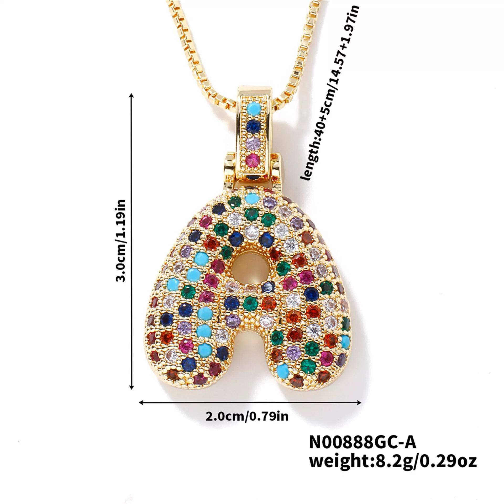 Pendant Clavicle Chain Copper Inlaid Zircon Hip Hop Style With Letter Pattern Electroplated - Image 6