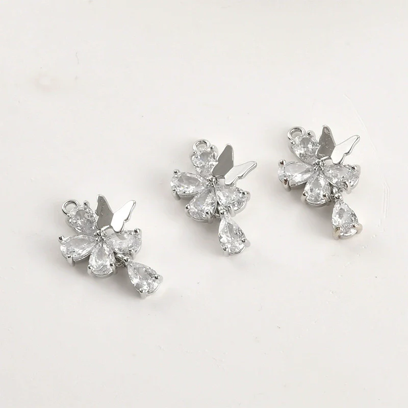 Pendant Jewelry Accessories Copper Electroplated Fairy Butterfly Flower Water Drop Zircon Hand Made - Image 4