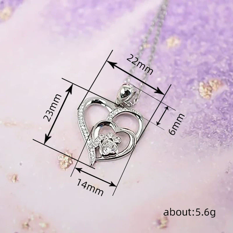 Pendant Jewelry Copper Double Peach Heart Shape With Cat Claw Pattern Inlaid Zircon For Women - Image 4
