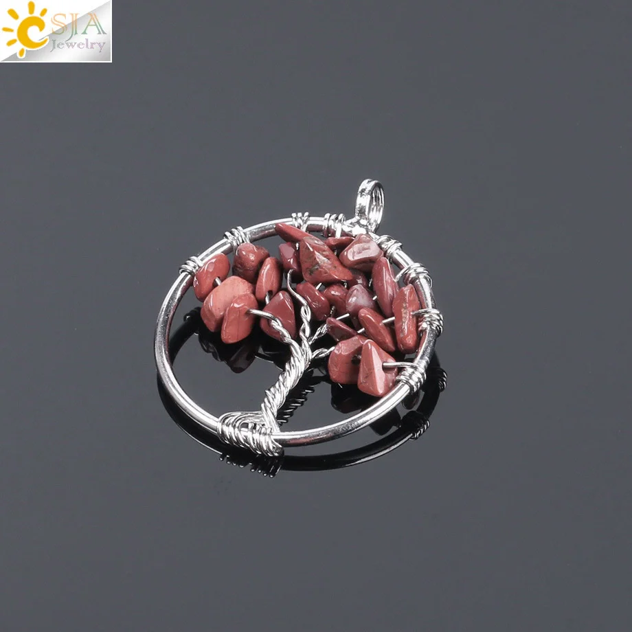 Pendant Jewelry Handmade With Natural Crystal Semi Precious Stone And Tree Of Life Design Electroplated - Image 11