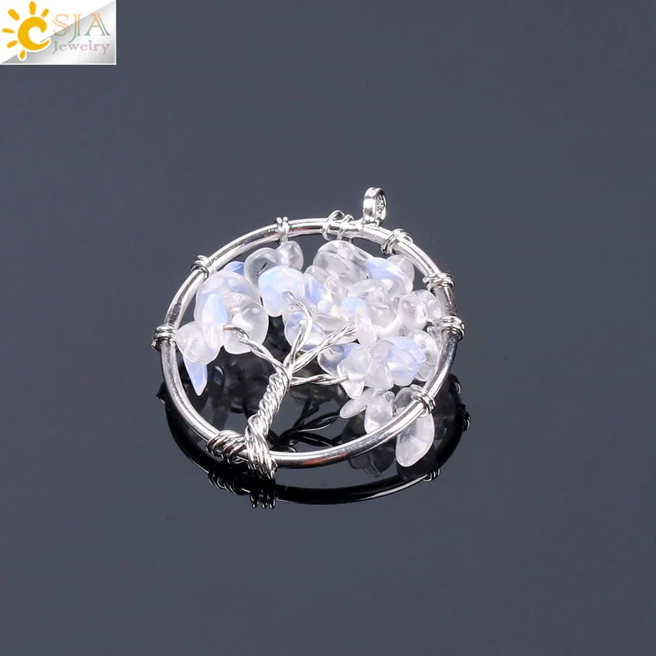 Pendant Jewelry Handmade With Natural Crystal Semi Precious Stone And Tree Of Life Design Electroplated - Image 12