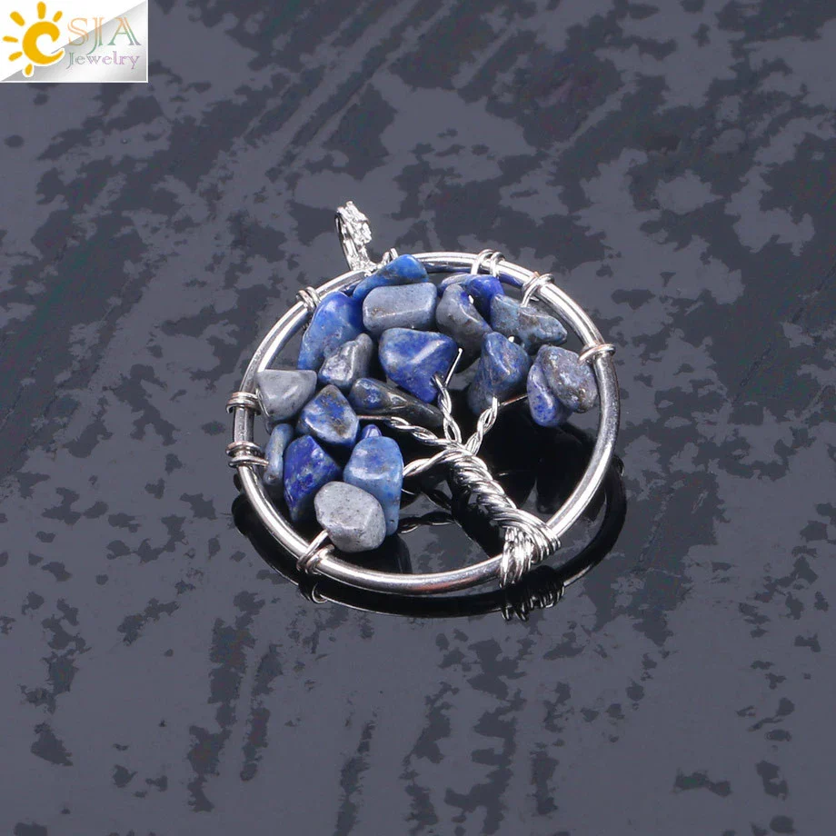Pendant Jewelry Handmade With Natural Crystal Semi Precious Stone And Tree Of Life Design Electroplated - Image 14