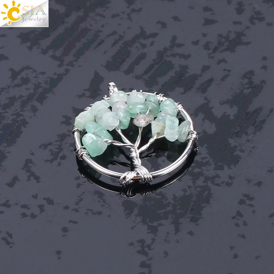 Pendant Jewelry Handmade With Natural Crystal Semi Precious Stone And Tree Of Life Design Electroplated - Image 15