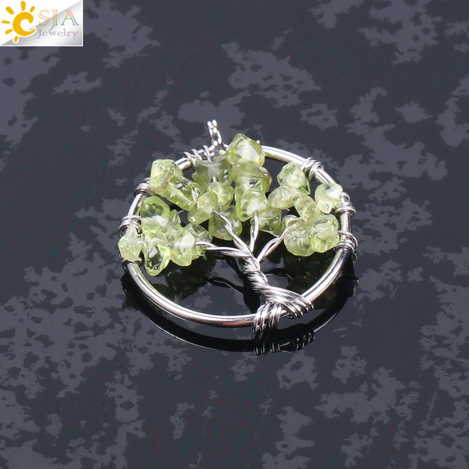 Pendant Jewelry Handmade With Natural Crystal Semi Precious Stone And Tree Of Life Design Electroplated - Image 16