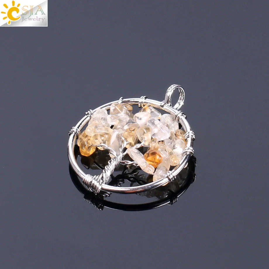 Pendant Jewelry Handmade With Natural Crystal Semi Precious Stone And Tree Of Life Design Electroplated - Image 18