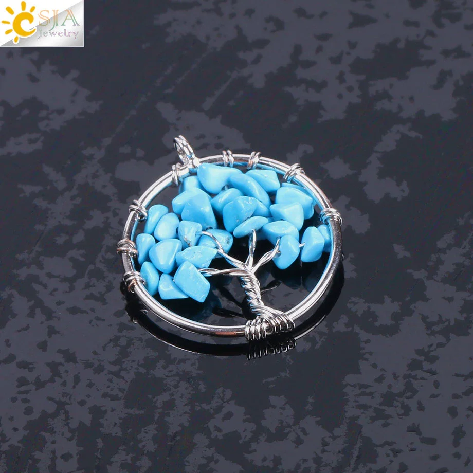 Pendant Jewelry Handmade With Natural Crystal Semi Precious Stone And Tree Of Life Design Electroplated - Image 19
