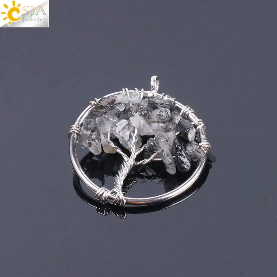 Pendant Jewelry Handmade With Natural Crystal Semi Precious Stone And Tree Of Life Design Electroplated - Image 20