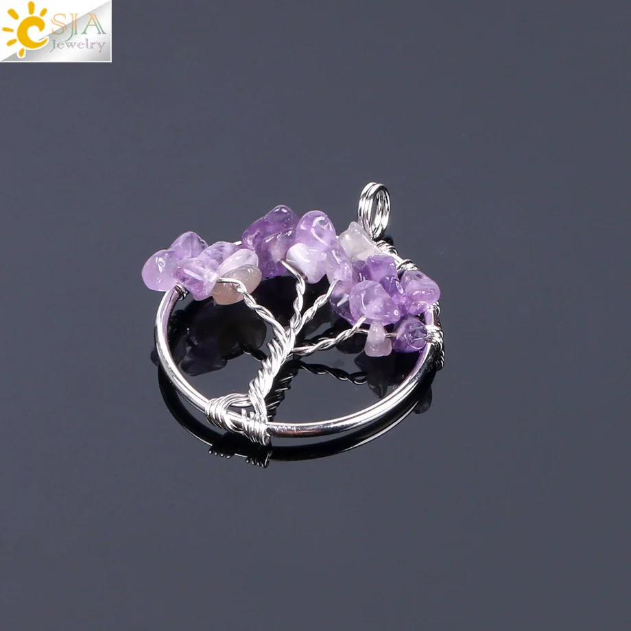 Pendant Jewelry Handmade With Natural Crystal Semi Precious Stone And Tree Of Life Design Electroplated - Image 22