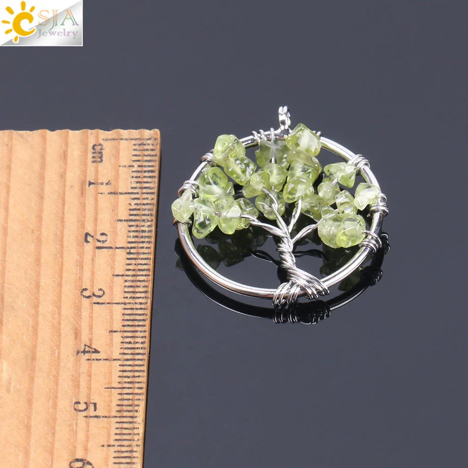 Pendant Jewelry Handmade With Natural Crystal Semi Precious Stone And Tree Of Life Design Electroplated - Image 5