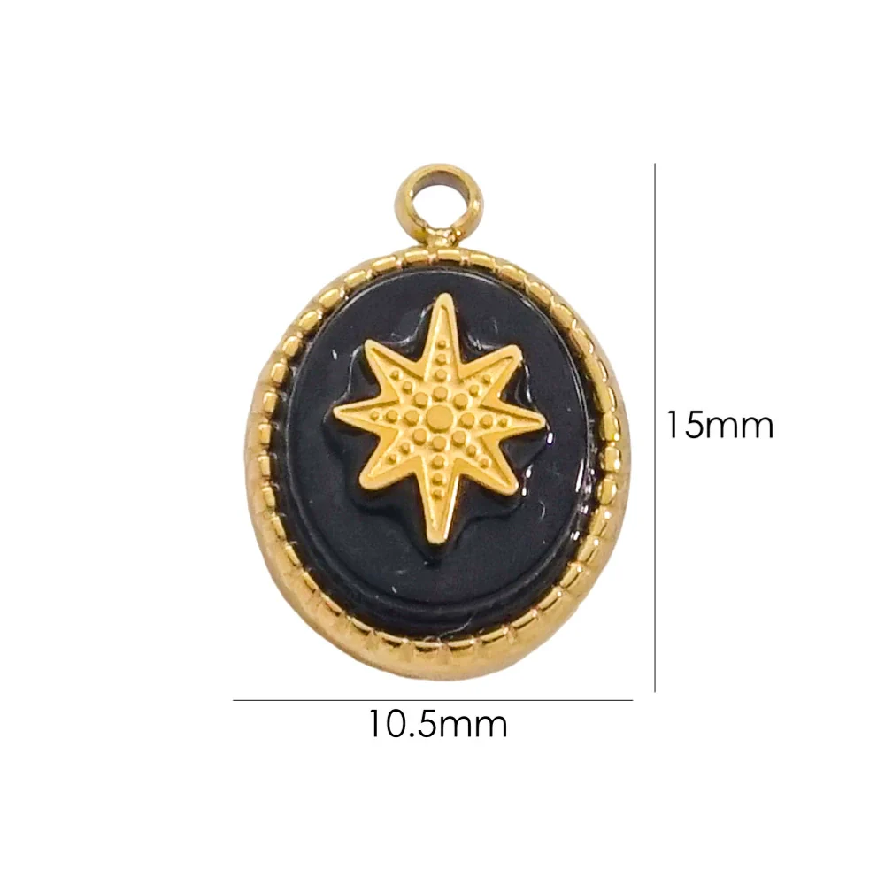 Pendant Jewelry Retro Style Geometric Oval Stainless Steel Natural Stone Inlay - Image 10