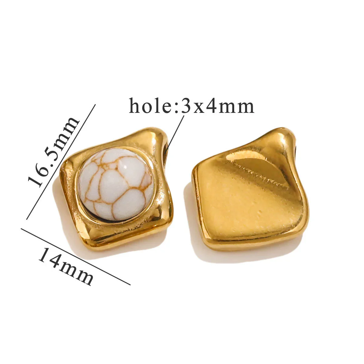 Pendant Natural Stone Diamond Stainless Steel 18K Gold Plated Electroplated Accessories - Image 11