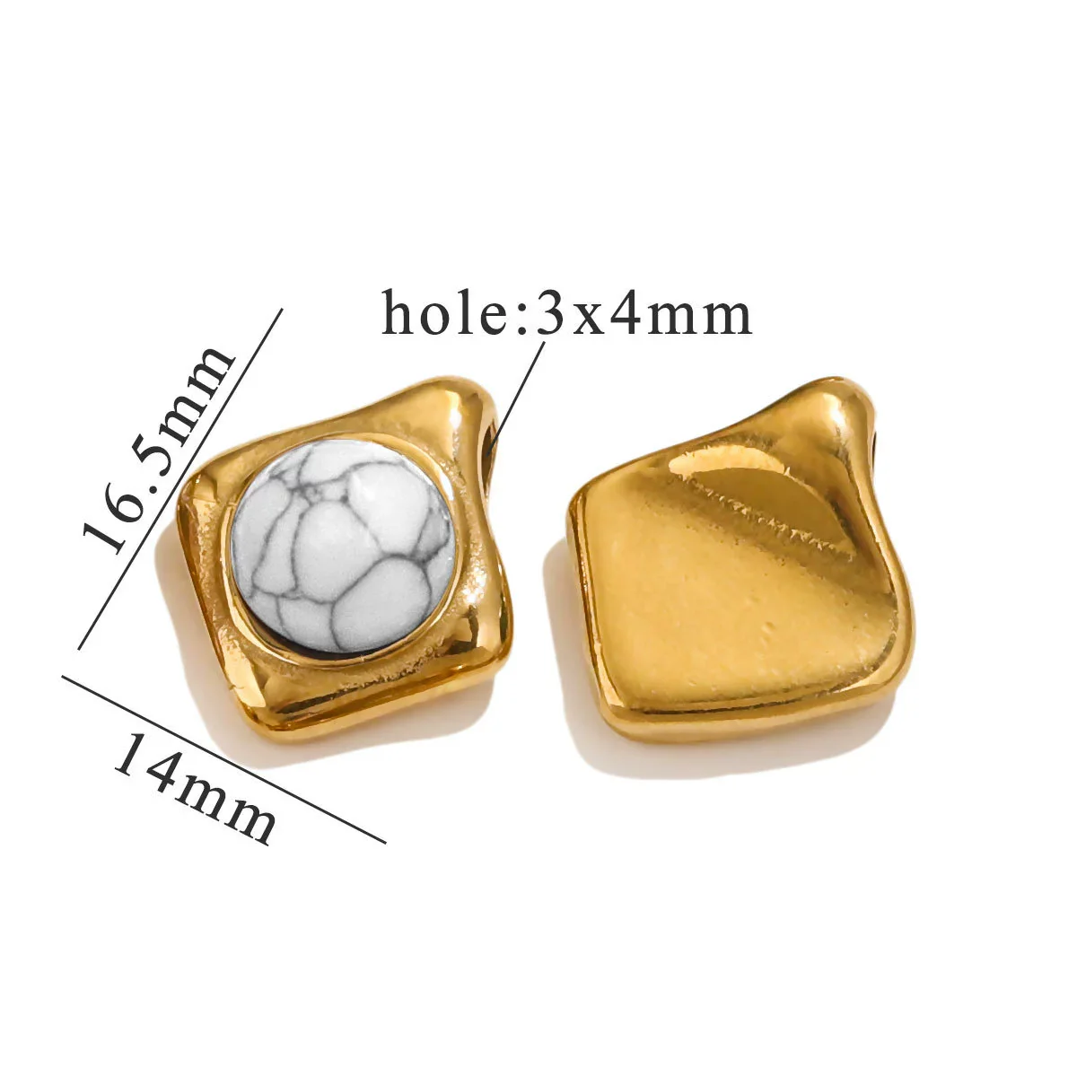 Pendant Natural Stone Diamond Stainless Steel 18K Gold Plated Electroplated Accessories - Image 12