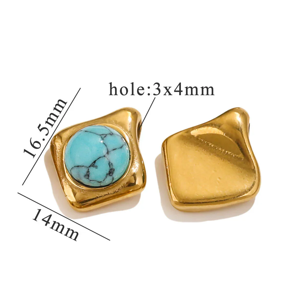 Pendant Natural Stone Diamond Stainless Steel 18K Gold Plated Electroplated Accessories - Image 13