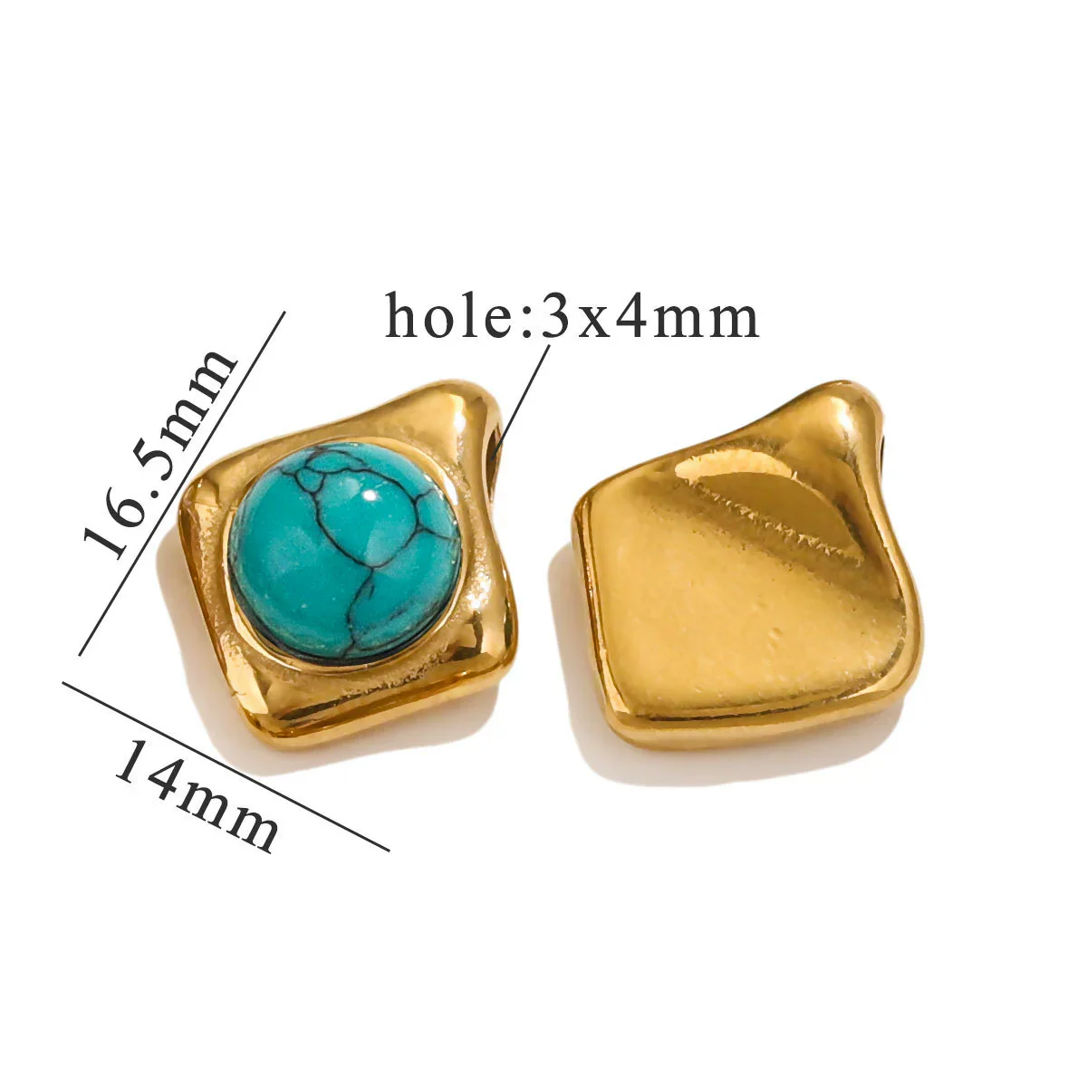 Pendant Natural Stone Diamond Stainless Steel 18K Gold Plated Electroplated Accessories - Image 14
