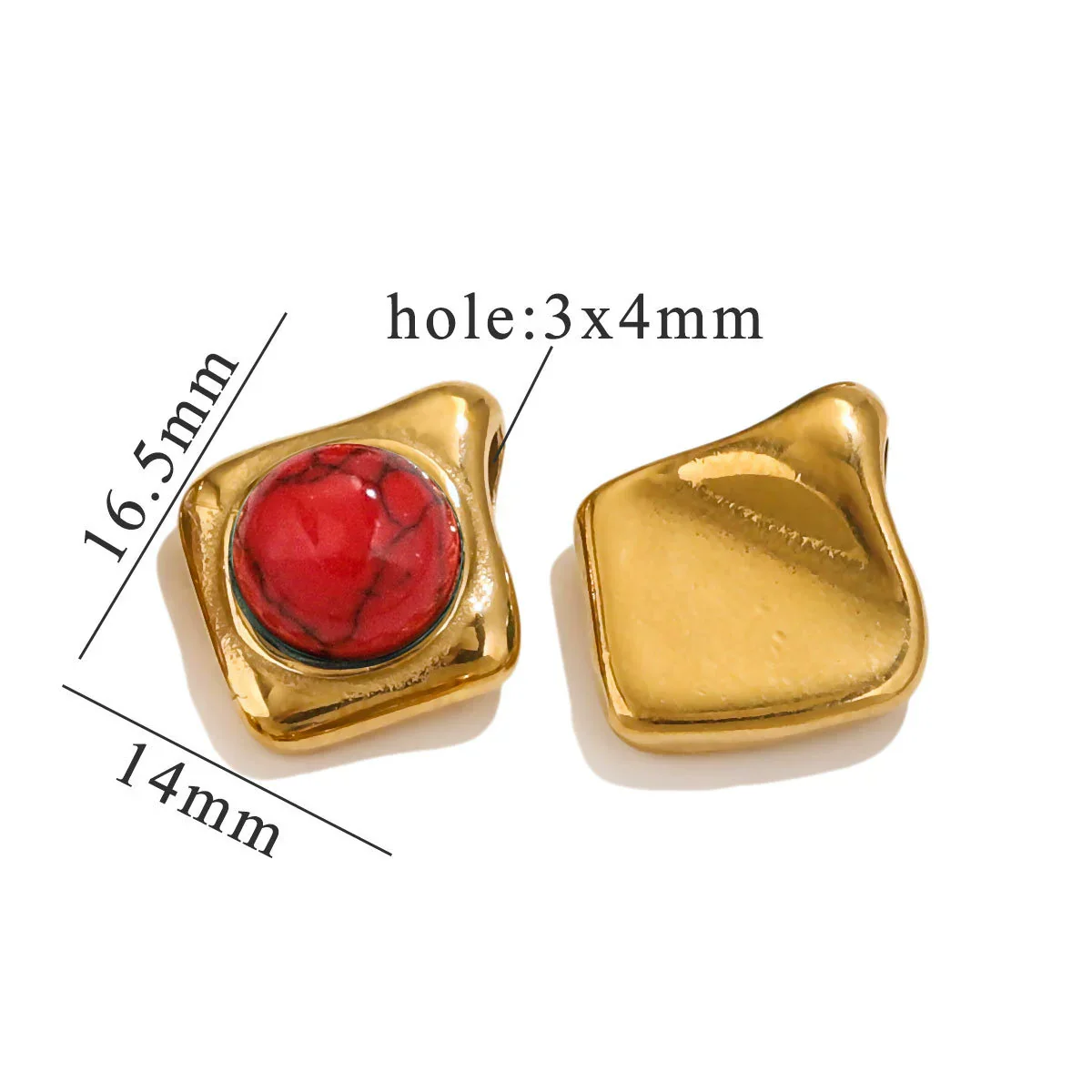 Pendant Natural Stone Diamond Stainless Steel 18K Gold Plated Electroplated Accessories - Image 15