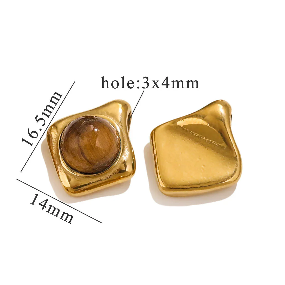 Pendant Natural Stone Diamond Stainless Steel 18K Gold Plated Electroplated Accessories - Image 16