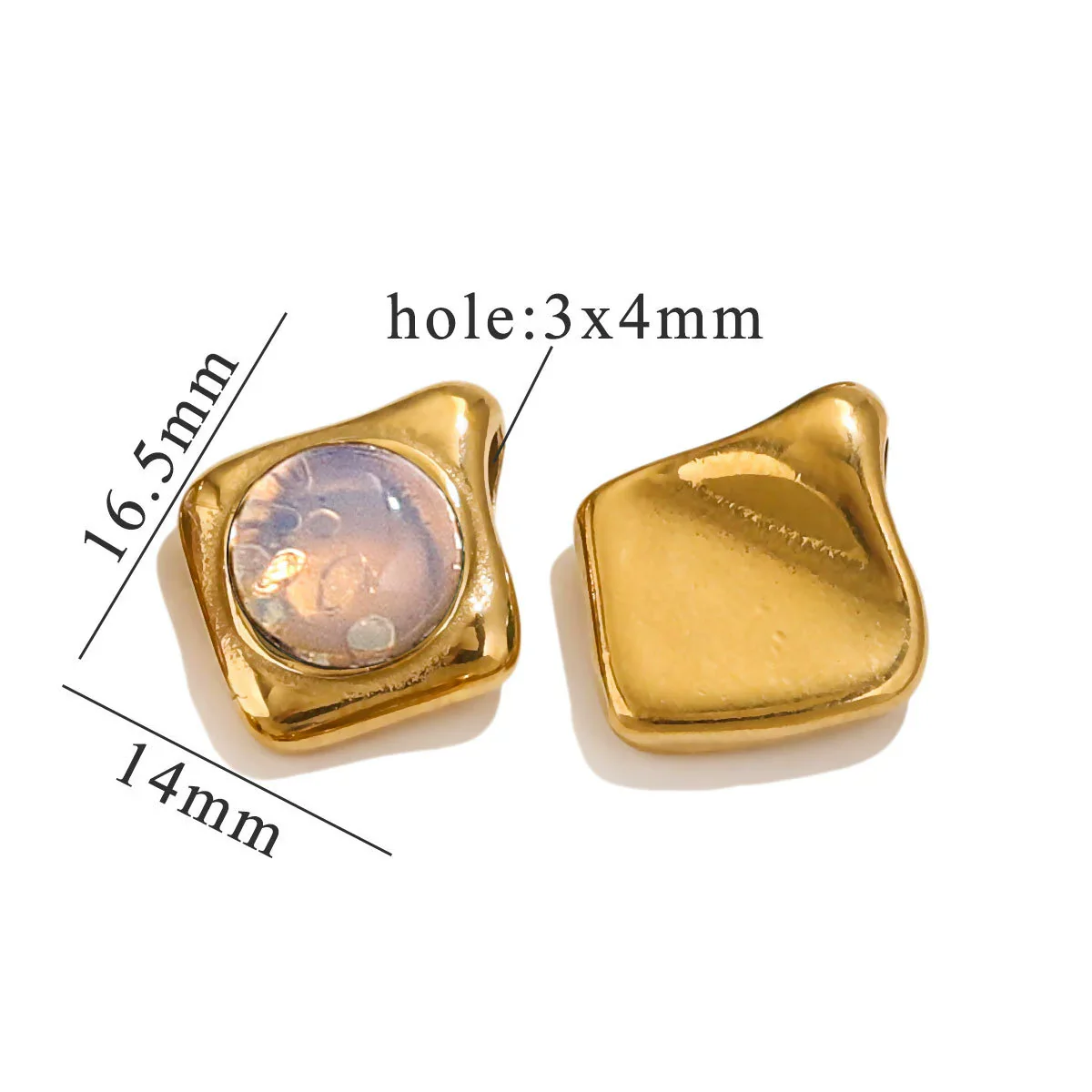 Pendant Natural Stone Diamond Stainless Steel 18K Gold Plated Electroplated Accessories - Image 17