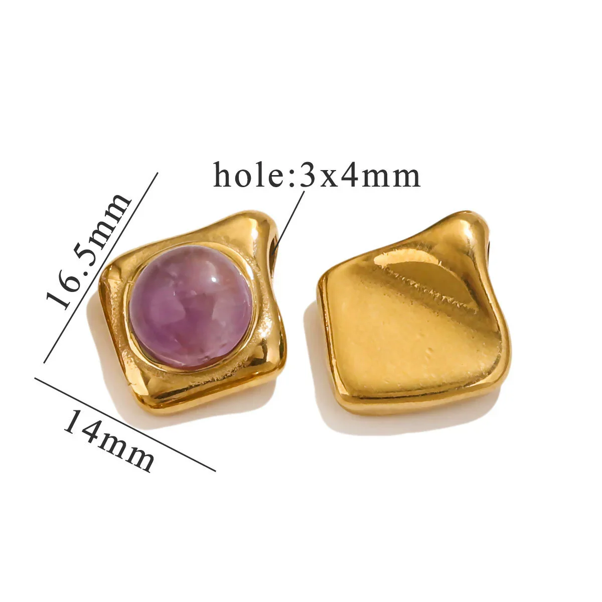 Pendant Natural Stone Diamond Stainless Steel 18K Gold Plated Electroplated Accessories - Image 3