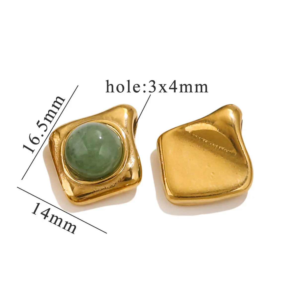 Pendant Natural Stone Diamond Stainless Steel 18K Gold Plated Electroplated Accessories - Image 6