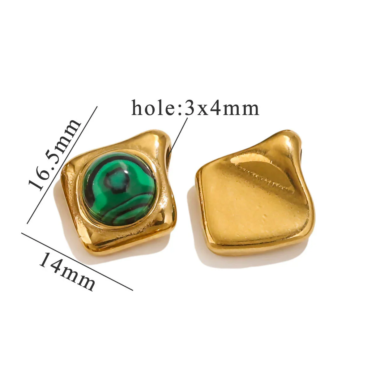 Pendant Natural Stone Diamond Stainless Steel 18K Gold Plated Electroplated Accessories - Image 8