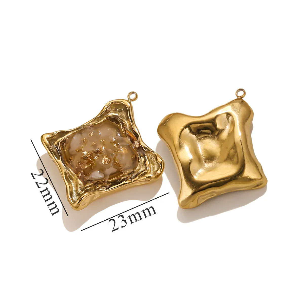 Pendant Natural Stone Gravel Glued Titanium Steel Plated 18K Gold Niche Style - Image 4