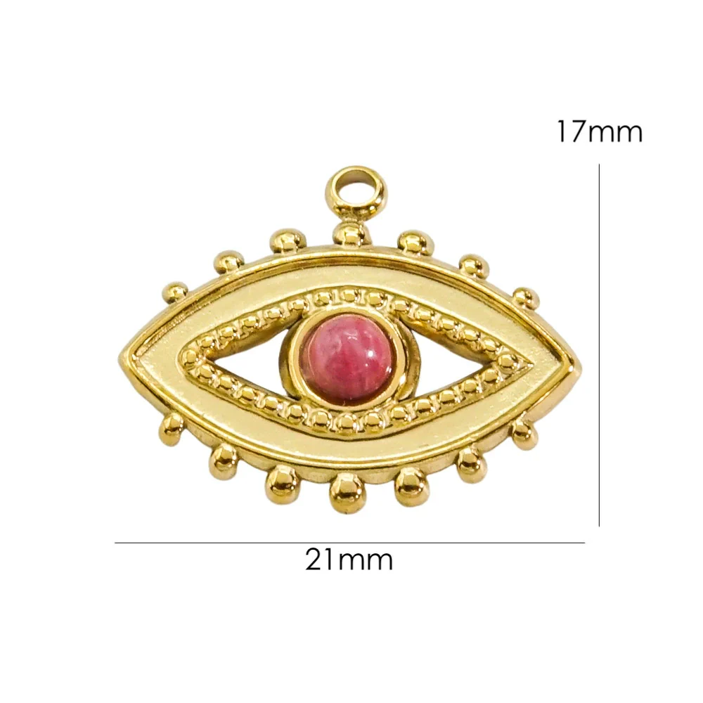 Pendant Natural Stone Stainless Steel Retro Devil Eye Geometry Vacuum In Furnace Electroplated - Image 2