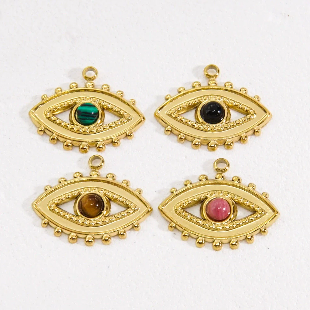 Pendant Natural Stone Stainless Steel Retro Devil Eye Geometry Vacuum In Furnace Electroplated - Image 5