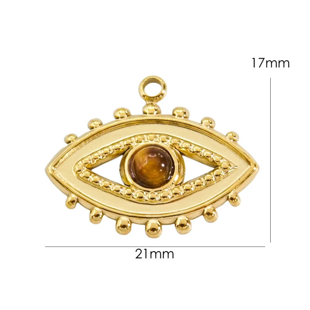 Pendant Natural Stone Stainless Steel Retro Devil Eye Geometry Vacuum In Furnace Electroplated - Image 6