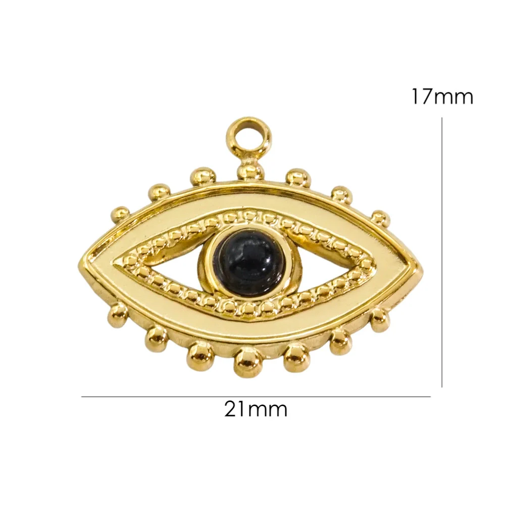 Pendant Natural Stone Stainless Steel Retro Devil Eye Geometry Vacuum In Furnace Electroplated - Image 8