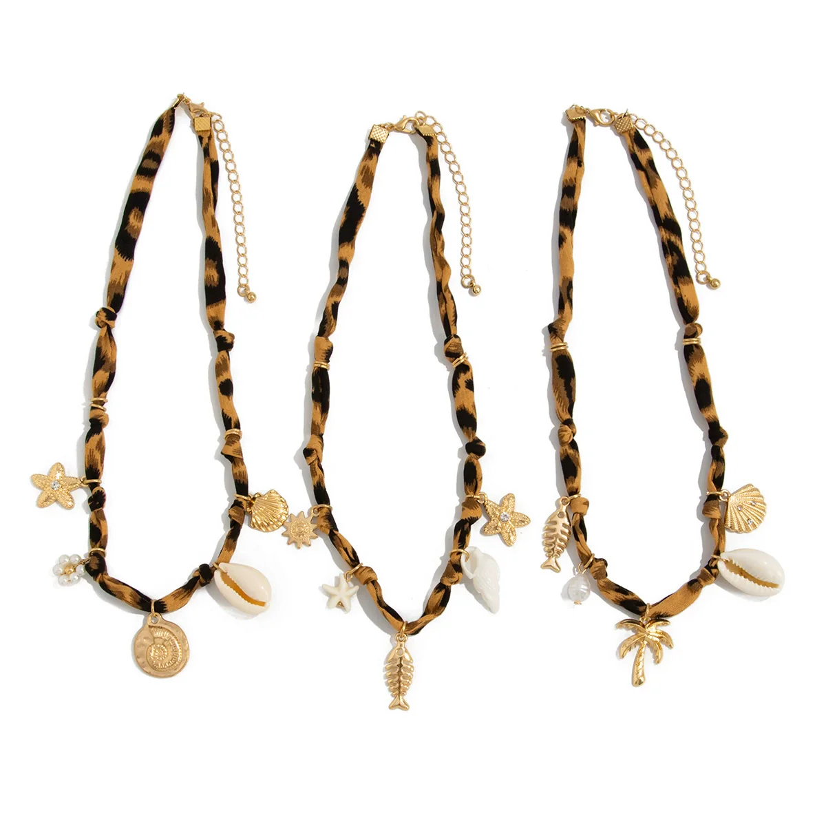 Pendant Necklace Alloy Animal Print Electroplating Starfish Shell Coconut Tree Design For Women - Image 5