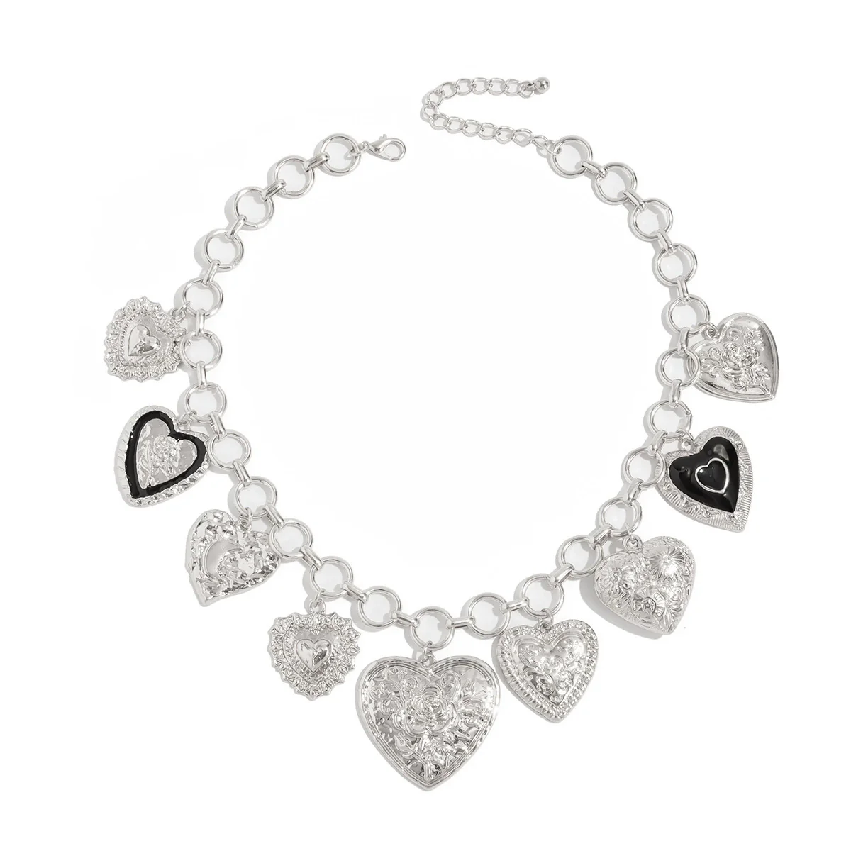 Pendant Necklace Alloy Imitation Pearl Metal Love Heart Shape Geometric Electroplating - Image 8