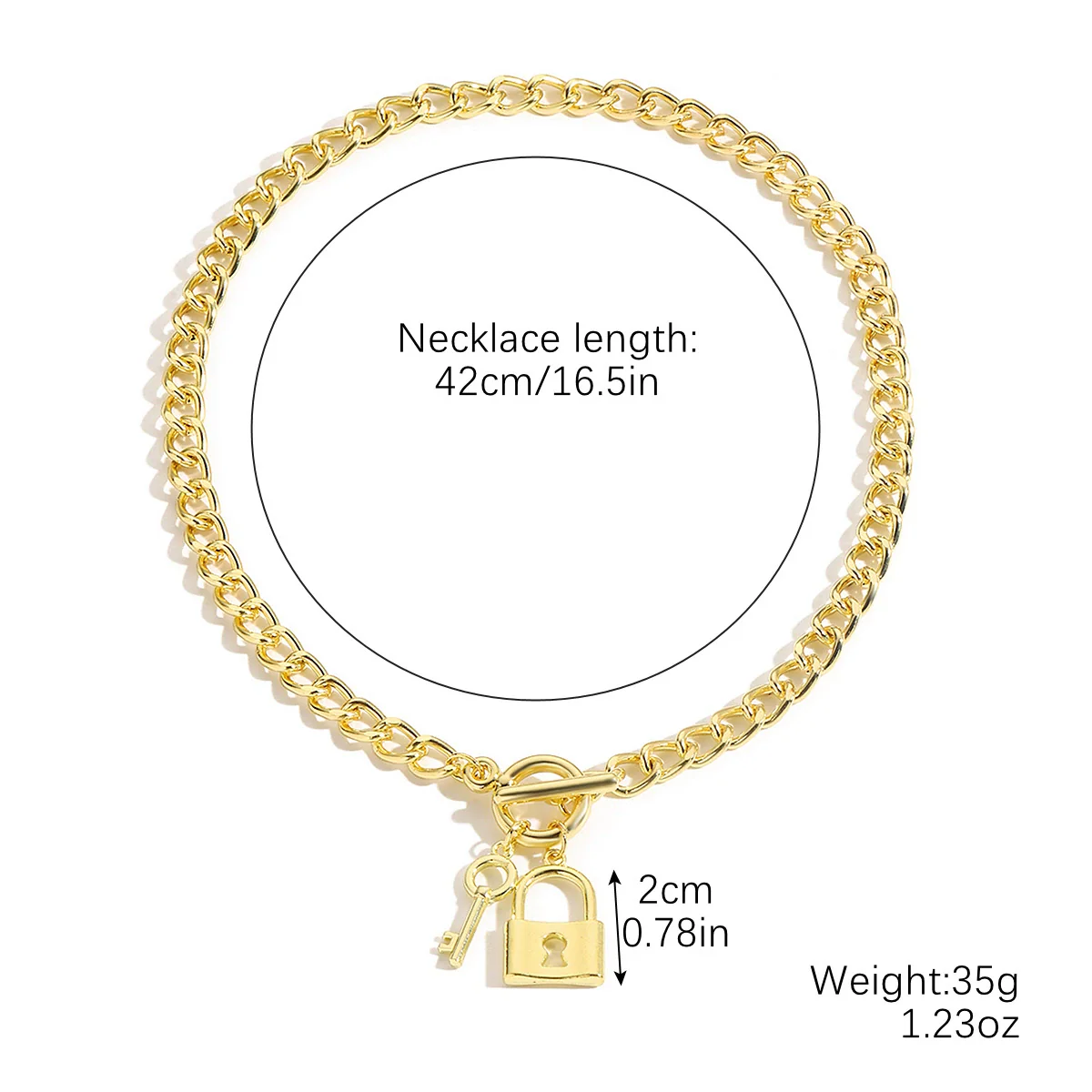 Pendant Necklace Alloy Ochain Heart Geometric Simple Punk Electroplating Lock Key Style For Women - Image 6