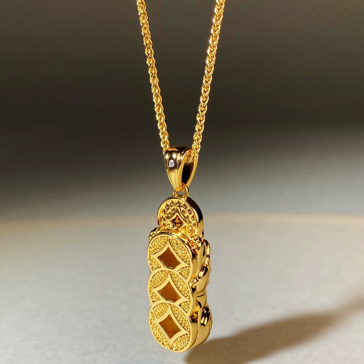 Pendant Necklace Copper Geometric Fashion Electroplated With Sand Gold Color - Image 4