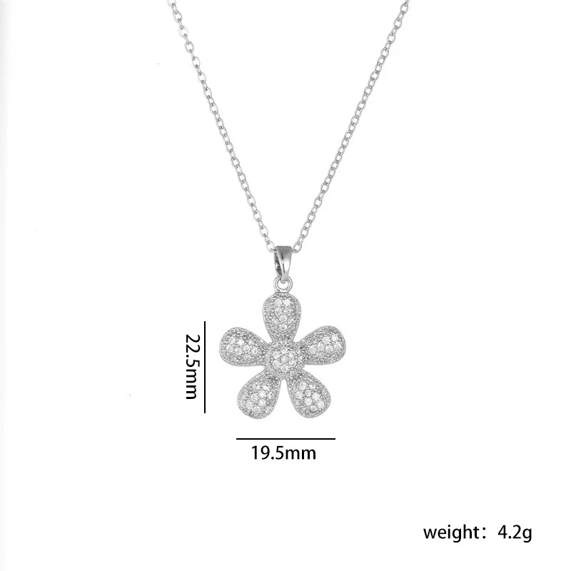 Pendant Necklace Copper Mixed Gem Inlay Electroplating Sunflower Leaves Light Luxury Style For Women - Image 6