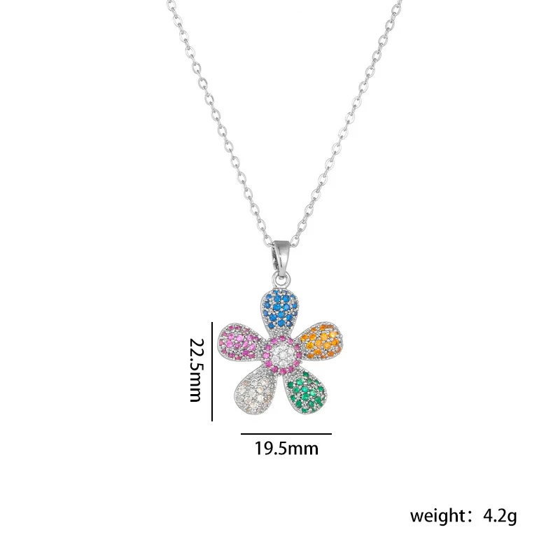 Pendant Necklace Copper Mixed Gem Inlay Electroplating Sunflower Leaves Light Luxury Style For Women - Image 8