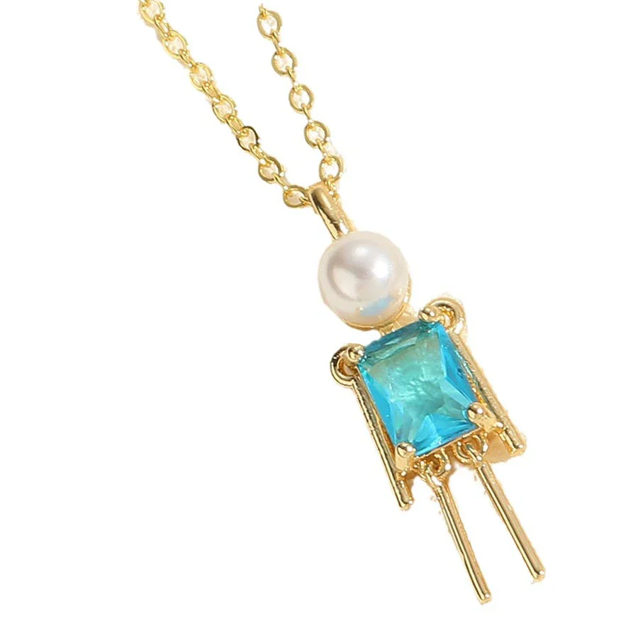 Pendant Necklace Copper Mixed Gem Inlay Pearl Inlaid Cartoon Character Ochain For Women - Image 5