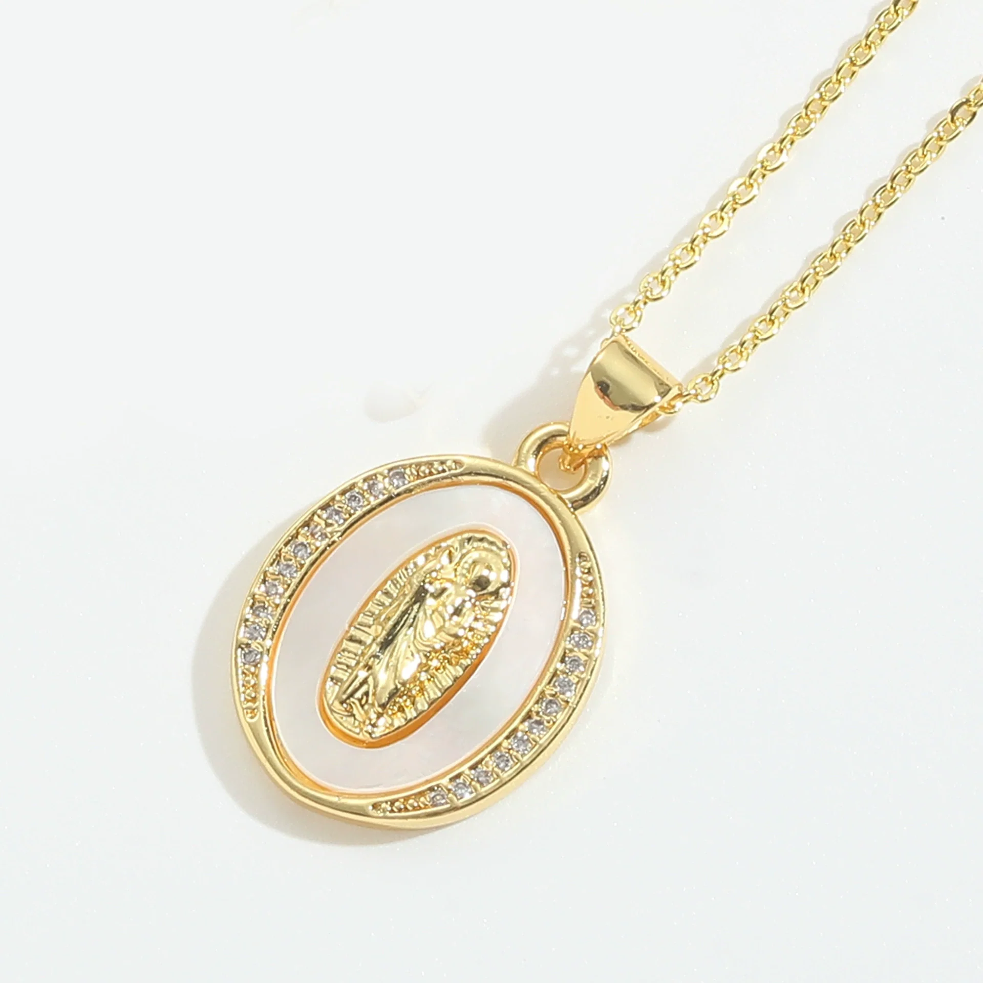 Pendant Necklace Copper Mixed Gemstone Setting Geometric Electroplating For Women - Image 10