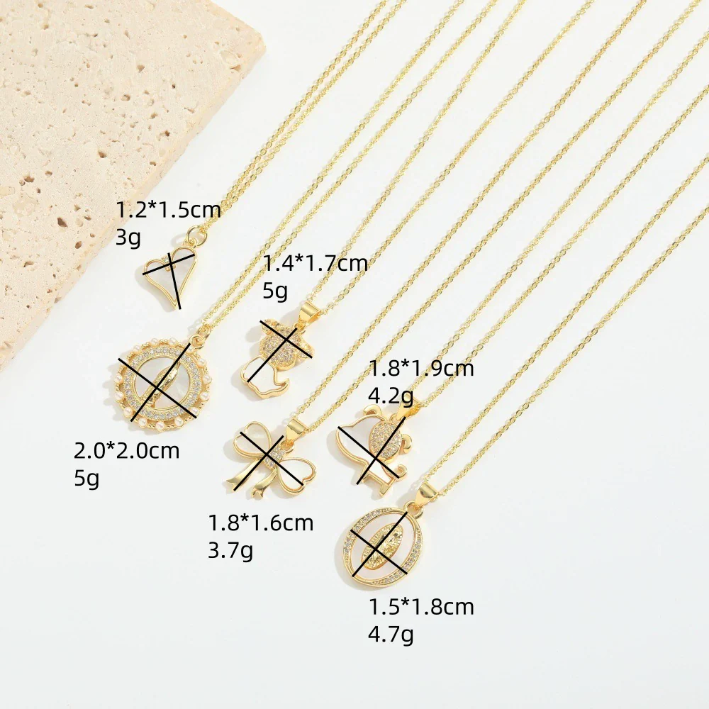 Pendant Necklace Copper Mixed Gemstone Setting Geometric Electroplating For Women - Image 2