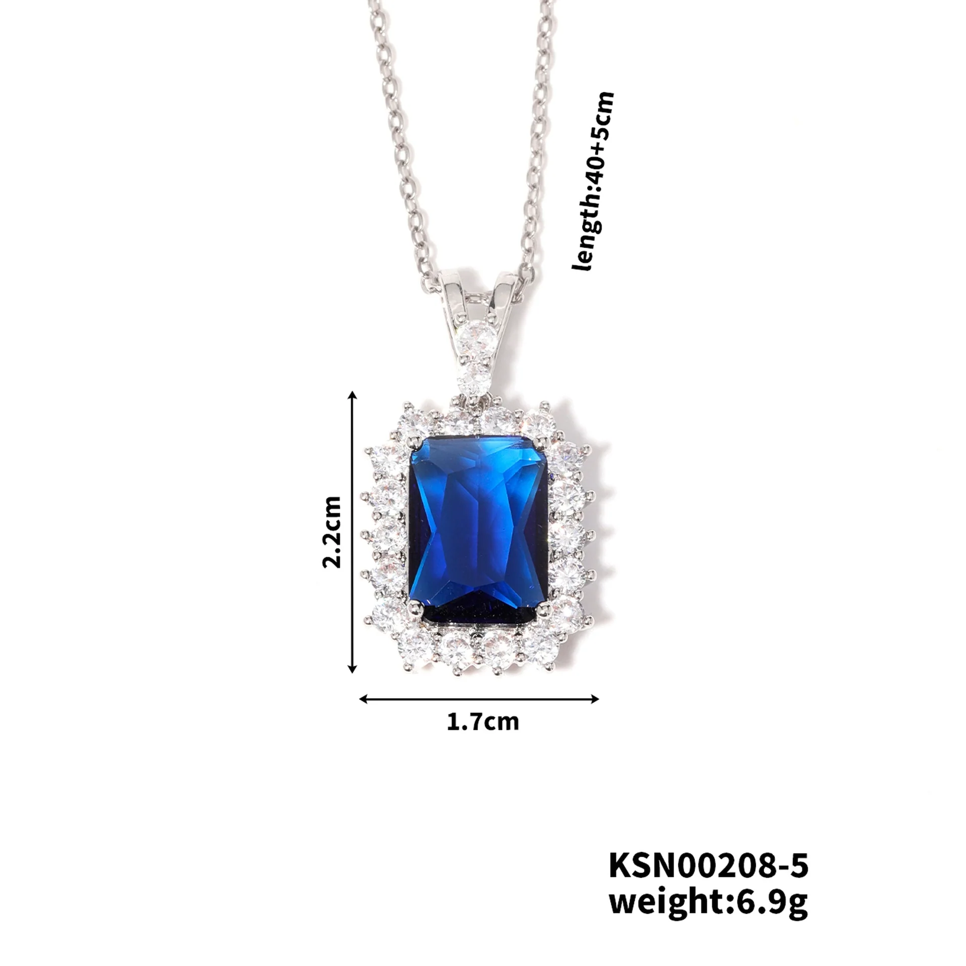 Pendant Necklace Copper U Shape Microinlaid Zircon Minimalist Geometric - Image 8
