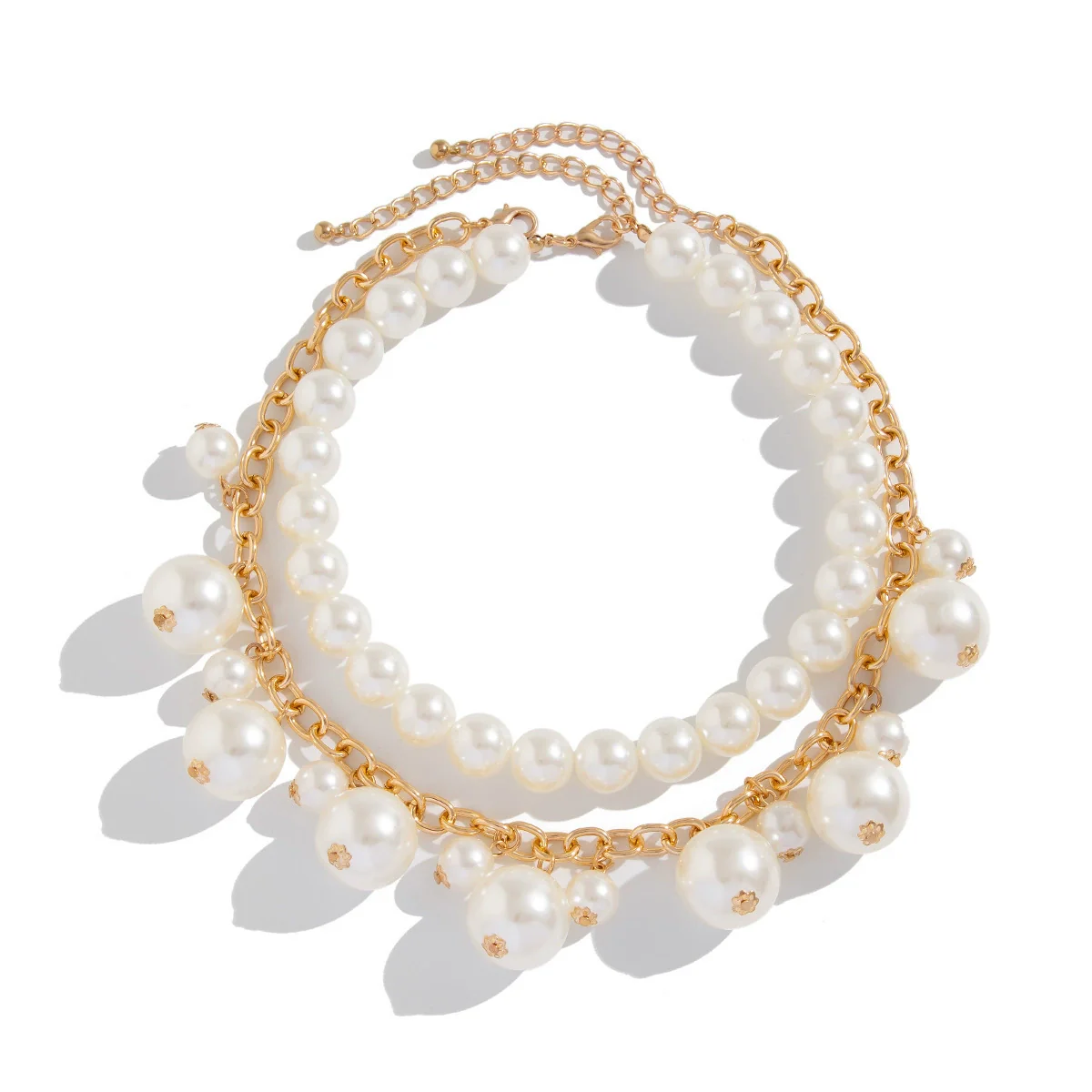 Pendant Necklace Imitation Pearl Aluminum Chain Alloy Electroplated Geometric Style Women's - Image 5