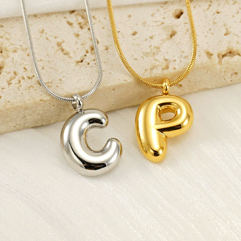 Pendant Necklace Jewelry Gold Plated 316L Stainless Steel With English Letters Pattern - Image 2