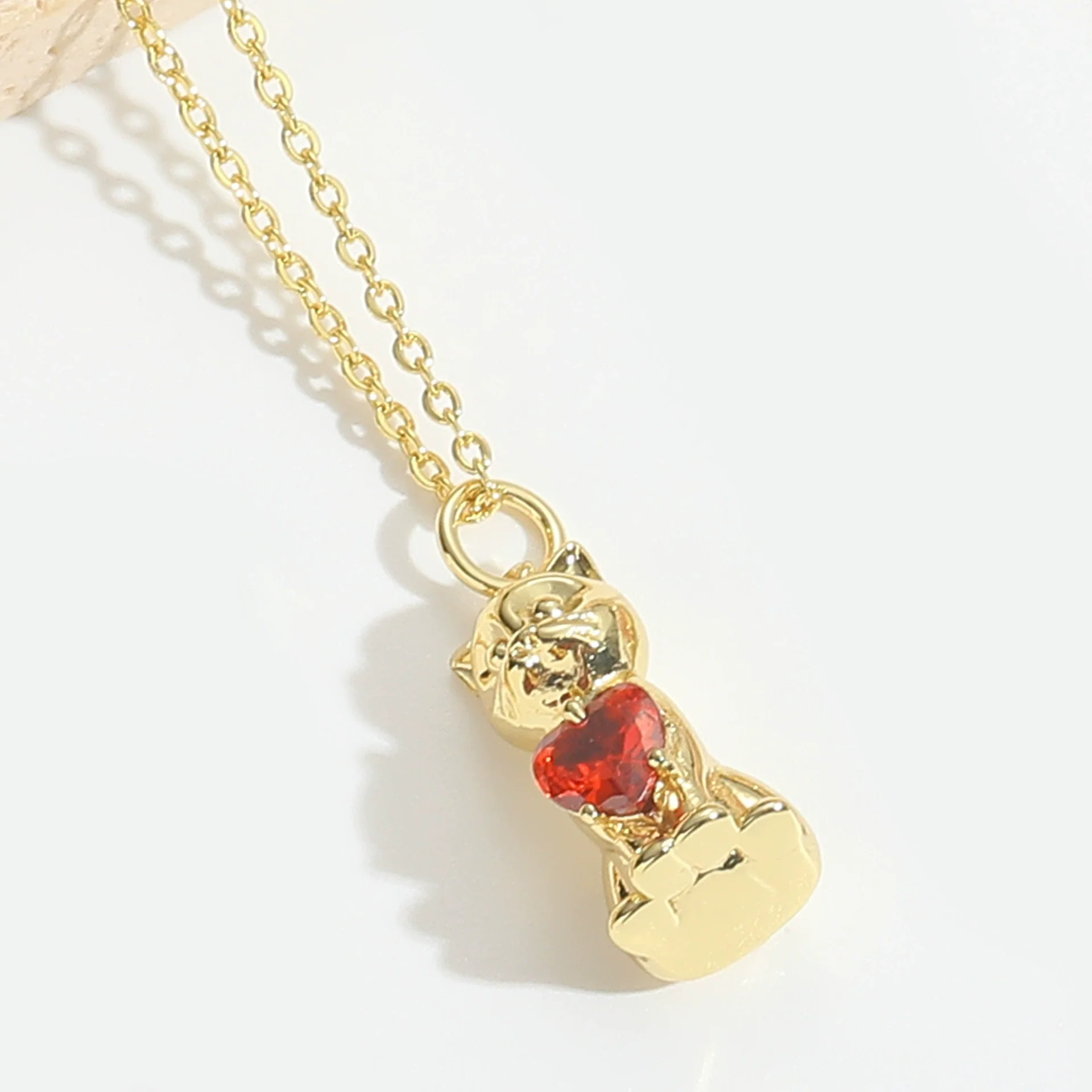 Pendant Necklace Ladies Clavicle Chain Simple Cute Retro Oil Dripping Love Word Design Copper Electroplating Geometric Style Mixed Gemstone Setting O Word Chain - Image 10