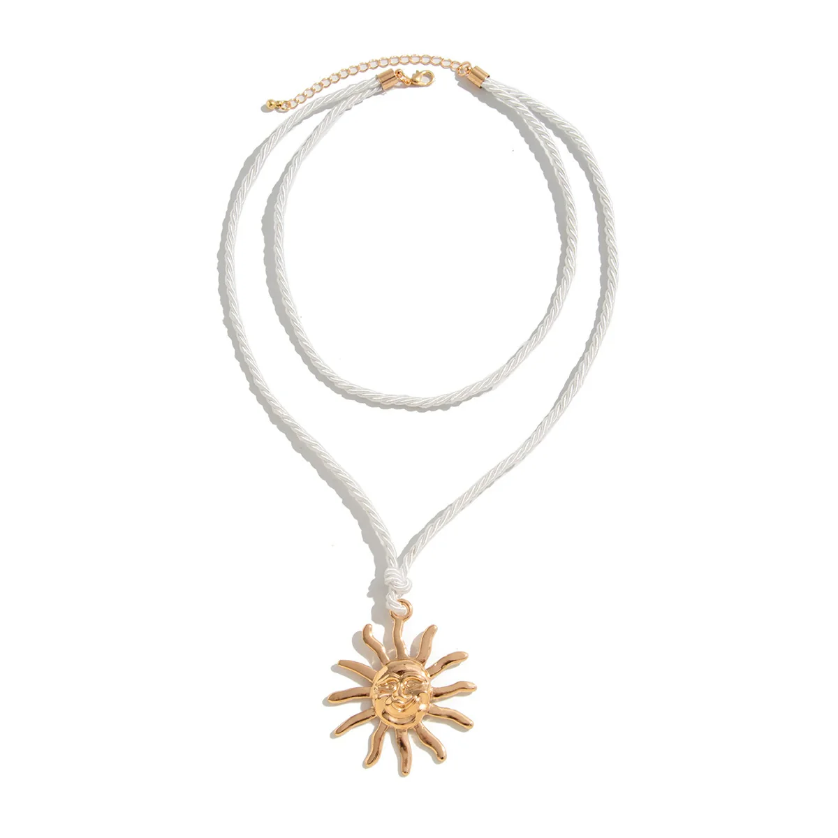 Pendant Necklace Metal Alloy Rope Geometric Sunflower Face Retro Electroplating For Women - Image 5