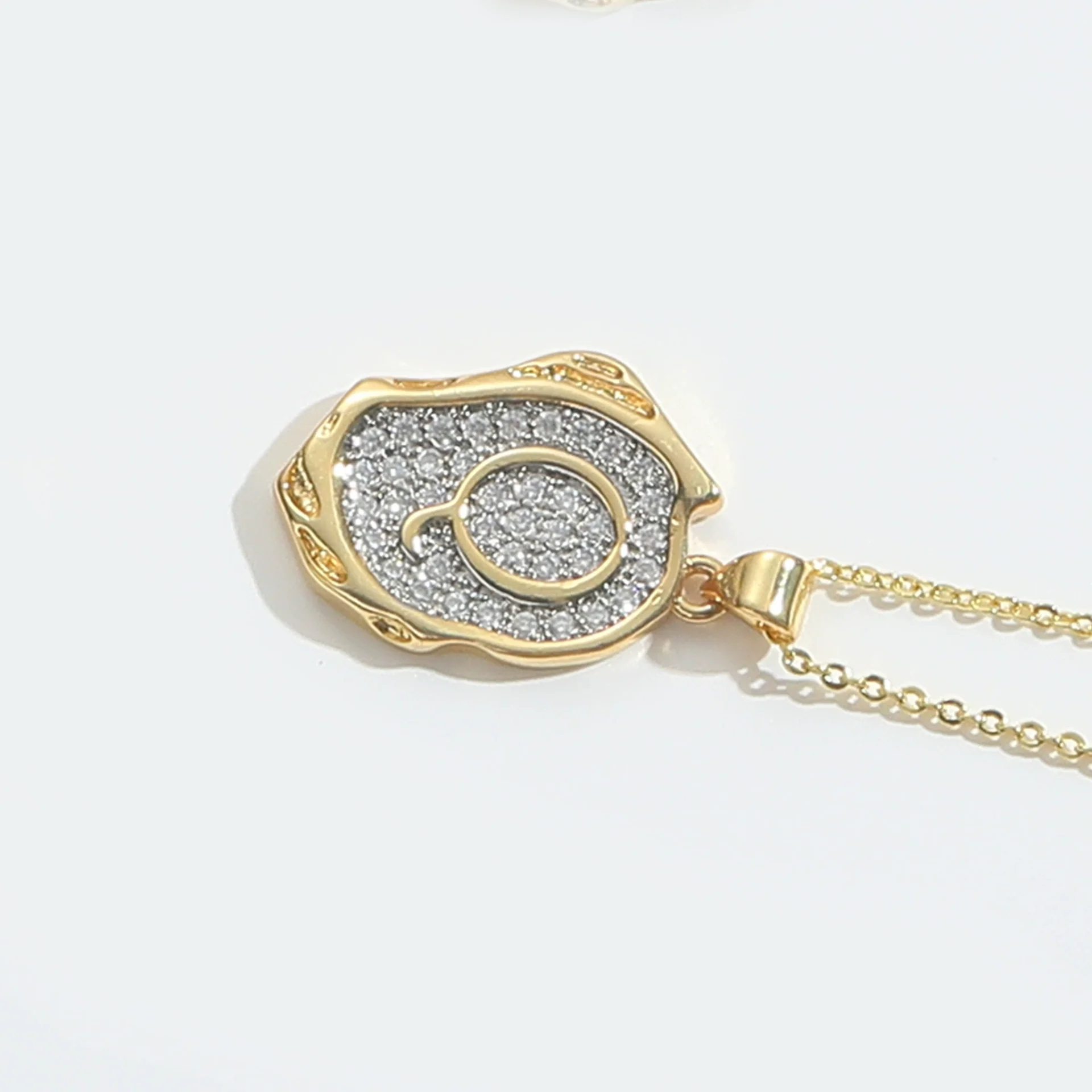 Pendant Necklace Mixed Gemstone Setting Copper Retro Asymmetrical Disc Oval Letters Pattern Electroplating - Image 22