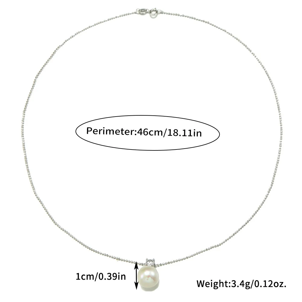 Pendant Necklace Natural Freshwater Pearl Round S925 Sterling Silver Elegant Minimalist - Image 4