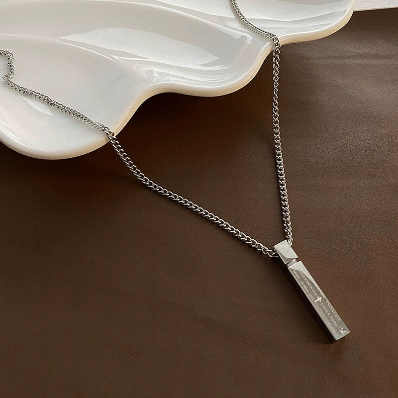 Pendant Necklace Titanium Steel Geometric Polished Unisex Hiphop Fashion Accessories