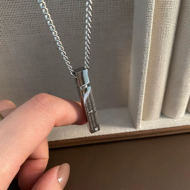 Pendant Necklace Titanium Steel Geometric Polished Unisex Hiphop Fashion Accessories - Image 3